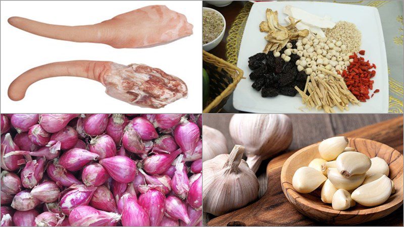 Ingredients for the recipe of herbal pig tail hotpot