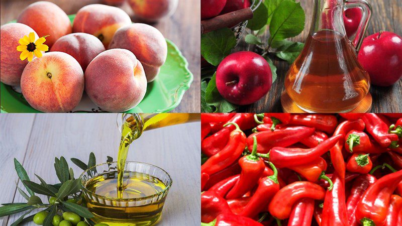 Ingredients for 4 ways to make peach salad