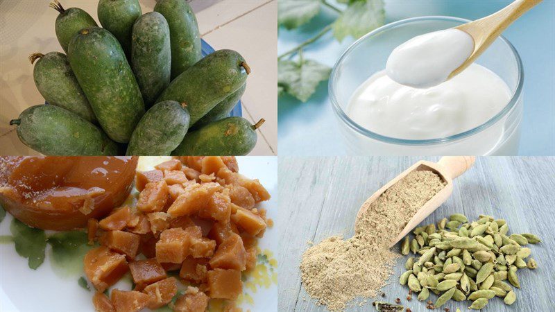 Ingredients for the bitter melon smoothie (green melon)