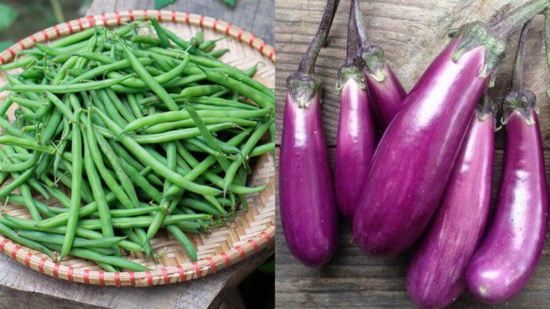 Ingredients for stir-fried string beans with tomato, stir-fried string beans with eggplant