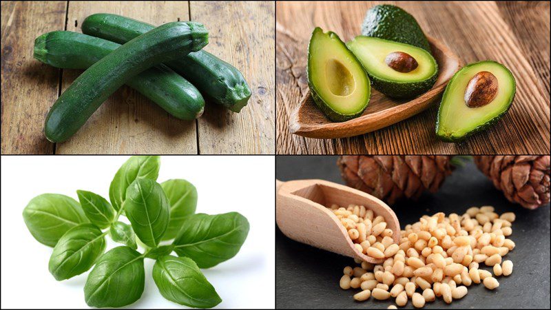 Ingredients for 3 zucchini spaghetti dishes