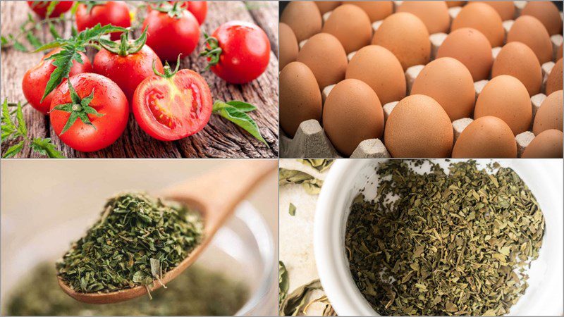 Ingredients for 3 ways to make baked tomatoes
