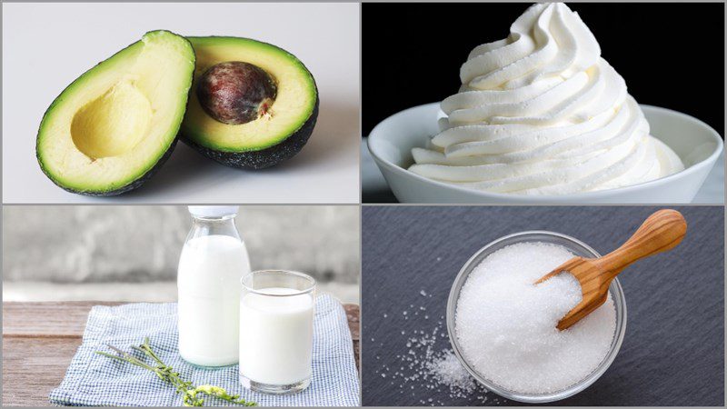Ingredients for avocado cream dish
