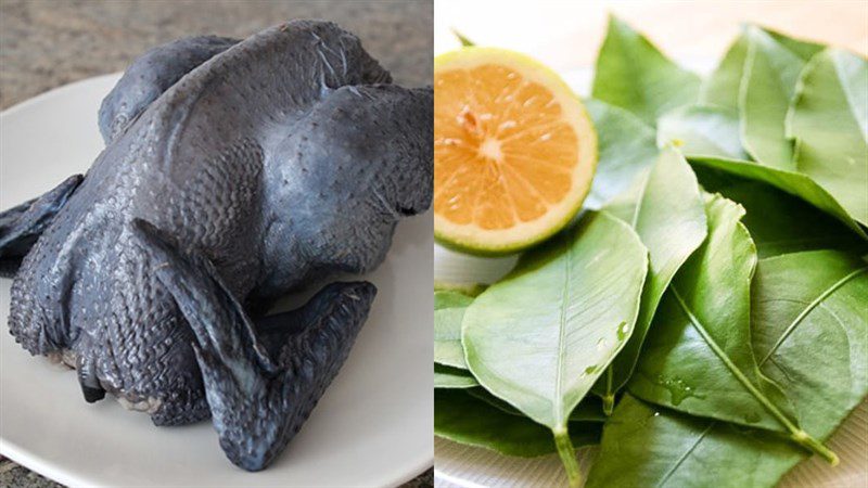 Ingredients for the dish 2 ways to make grilled black chicken wrapped in lime leaves