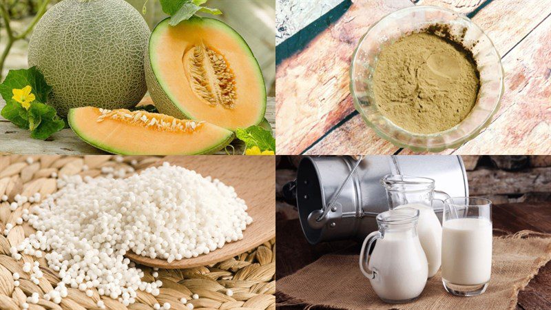 Ingredients for melon grass jelly dessert