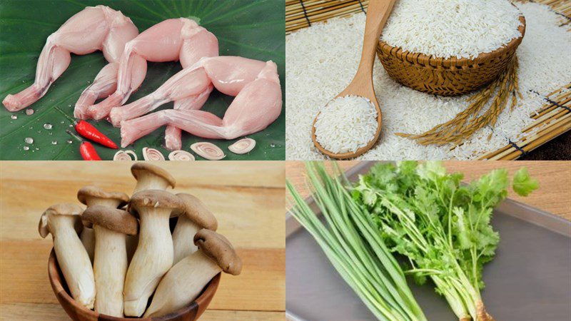 Ingredients for the dish 2 ways to cook frog porridge from the Mekong Delta
