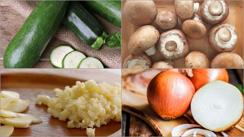 Ingredients for the dish 2 ways to make baked zucchini with cheese and mushroom and meat filling