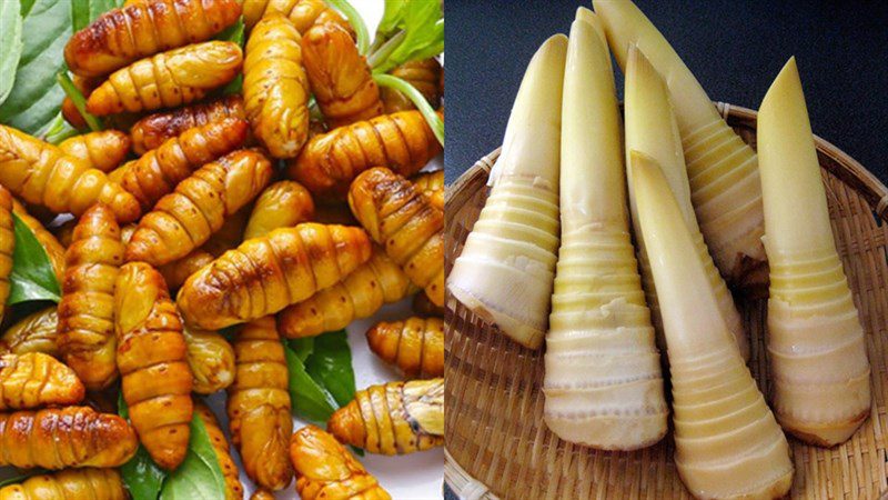 Ingredients for dish 5 stir-fried silkworm larvae