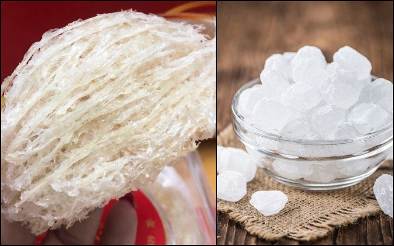 Ingredients for steamed bird's nest with rock sugar