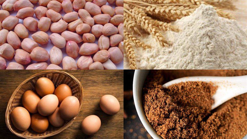 Ingredients for fried peanuts with seasoning