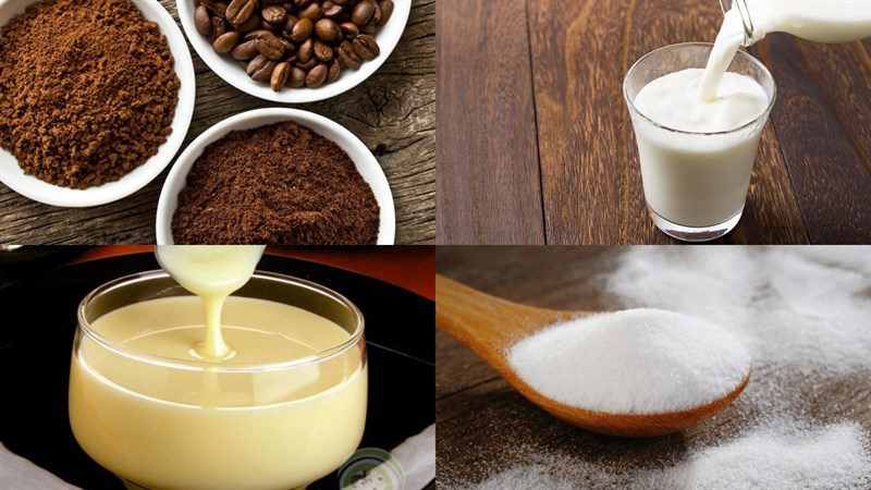 Ingredients for fresh milk coffee dish