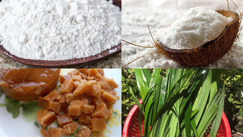 Ingredients for the dessert dish che bánh lọt nước cốt dừa
