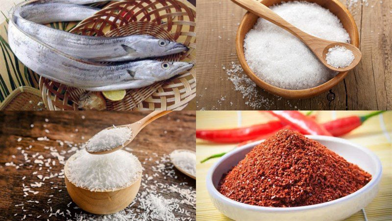 Ingredients for dry mackerel dish