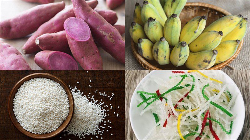 Ingredients for sweet potato banana dessert