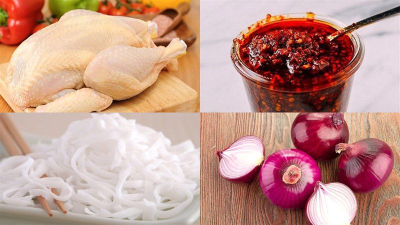 Ingredients for 4 ways to make spicy chicken pho salad