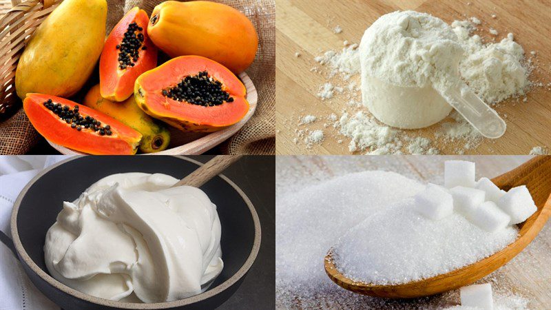 Ingredients for papaya ice cream
