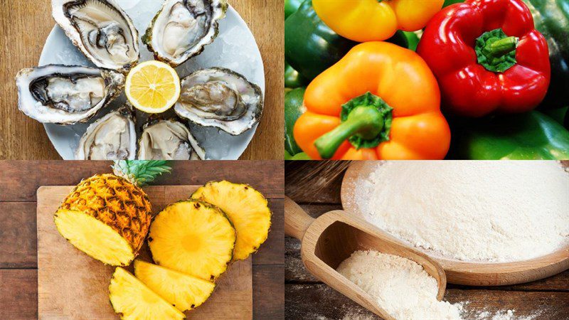 Ingredients for sweet and sour stir-fried oysters