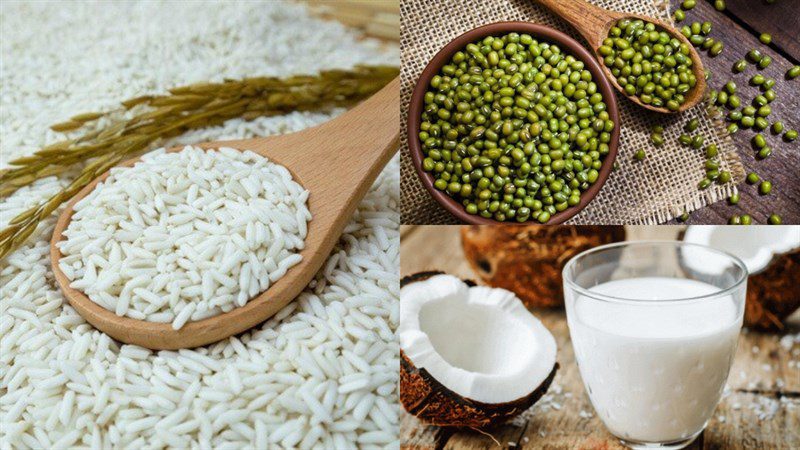 Ingredients for sticky rice with mung beans
