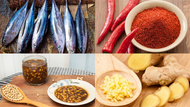Ingredients for braised tuna with fermented soybeans