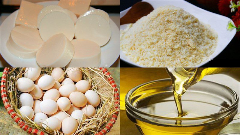 Ingredients for fried soft tofu dish