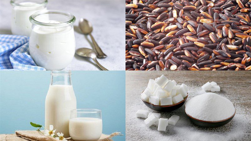Ingredients for black sticky rice yogurt
