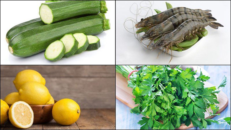 Ingredients for the dish 3 zucchini shrimp spaghetti