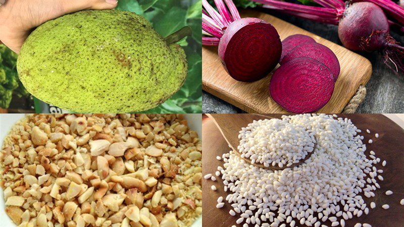 Ingredients for red tapioca pearl dessert