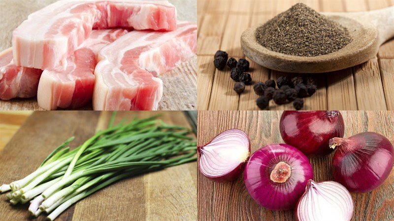 Ingredients for the dish fried pork fat with sauce, fried pork fat with pepper