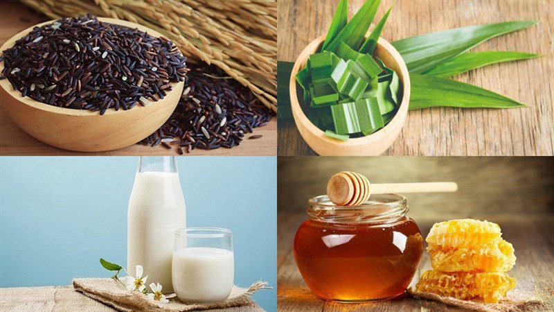 Ingredients for black sticky rice milk