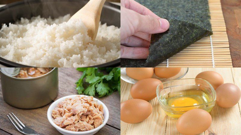 Ingredients for spicy tuna kimbap, spicy beef kimbap