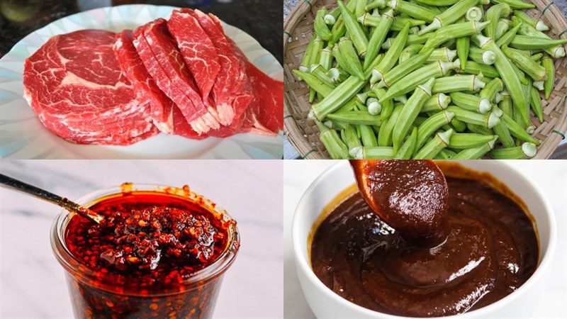 Ingredients for how to make grilled beef with satay