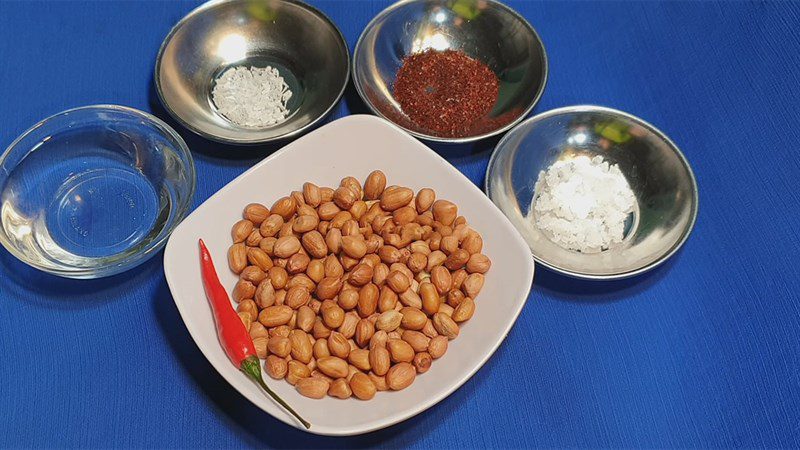 Ingredients for roasted salted peanuts dish