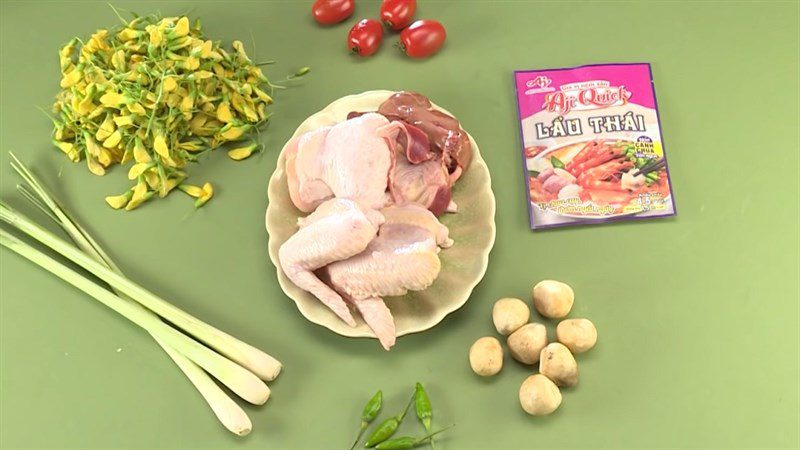 Ingredients for Thai-style chicken soup