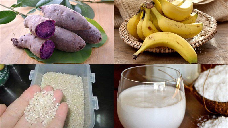 Ingredients for sweet potato banana dessert