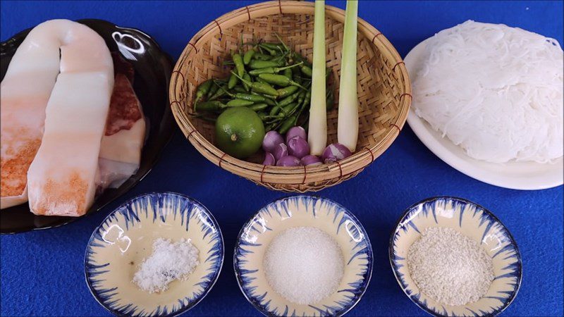 Ingredients for squid hot pot with fermented tofu, mushrooms, and bird's eye chili