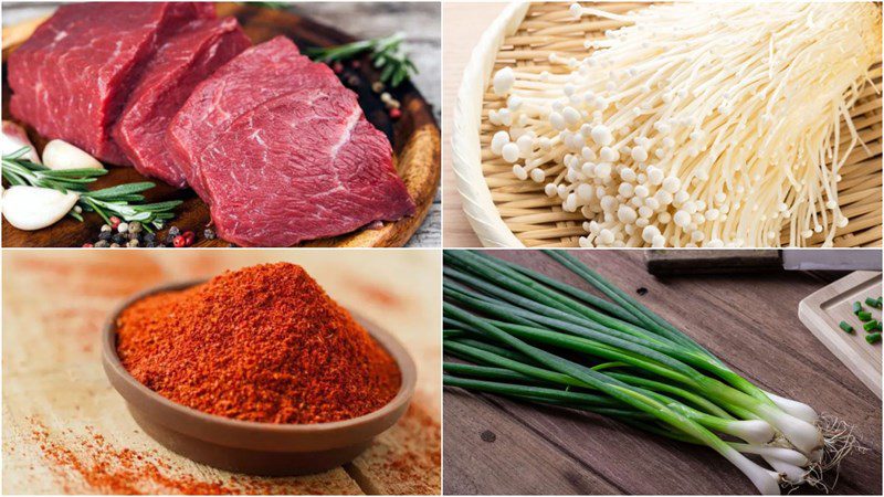 Ingredients for beef mushroom soup