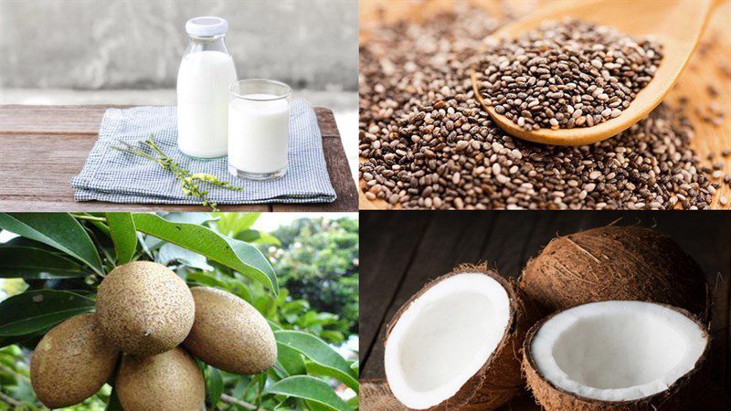Ingredients for 5 ways to make sapodilla smoothie (black sapote)