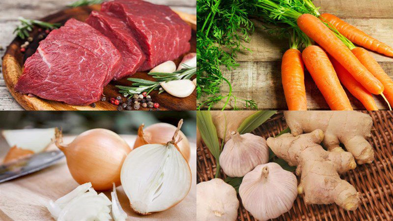 Ingredients for stir-fried beef with carrots