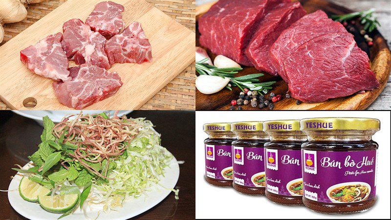 Ingredients for beef noodle soup with pork bones