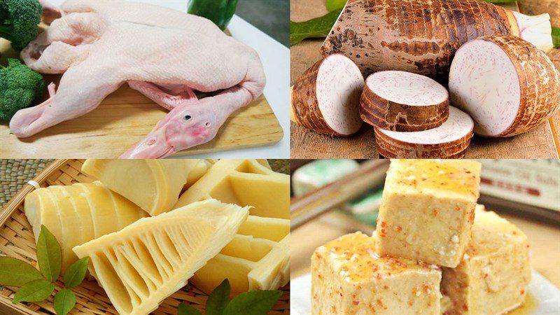 Ingredients for the dish of duck cooked with fermented tofu