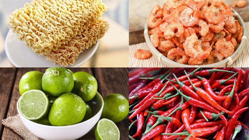 Ingredients for Thai spicy sour noodle dish