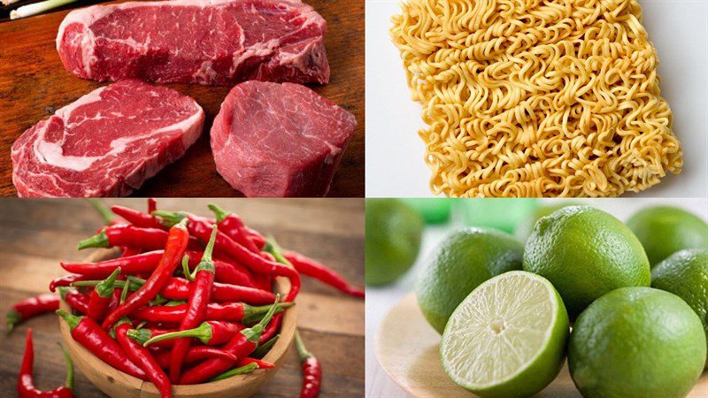Ingredients for spicy sour Thai noodles