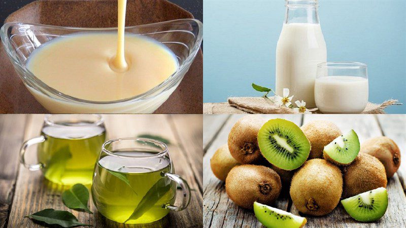 Ingredients for kiwi milk tea