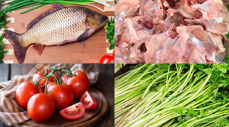 Ingredients for carp hotpot dish