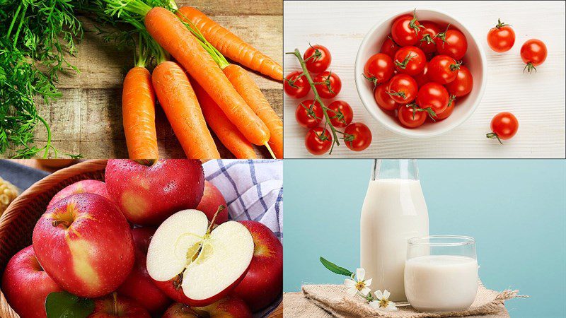 Ingredients for tomato carrot smoothie