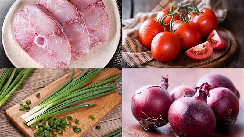 Ingredients for the dish of grouper in tomato sauce