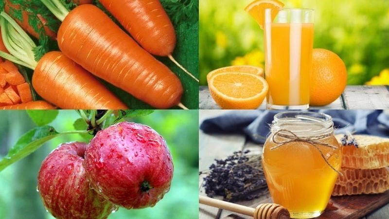 Ingredients for carrot orange apple smoothie