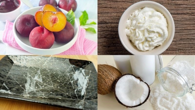Ingredients for plum panna cotta dish