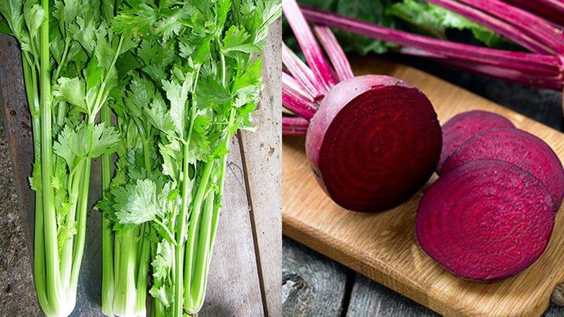 Ingredients for celery beet juice