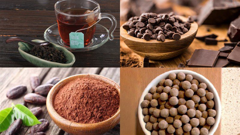 Ingredients for chocolate milk tea